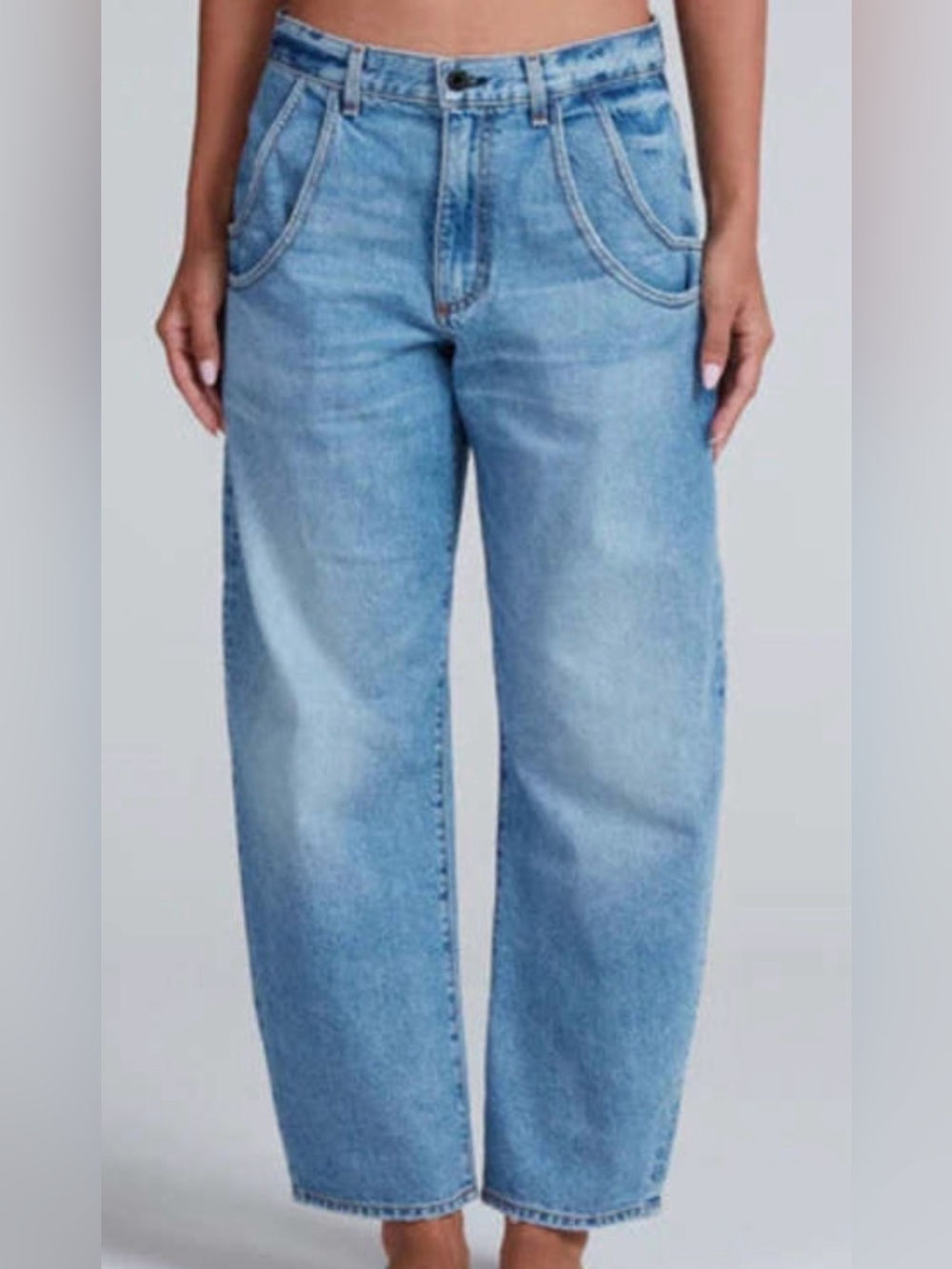 ASKK NY Lennox High Waist Tapered Barrel Jeans | Blondie | Size 28